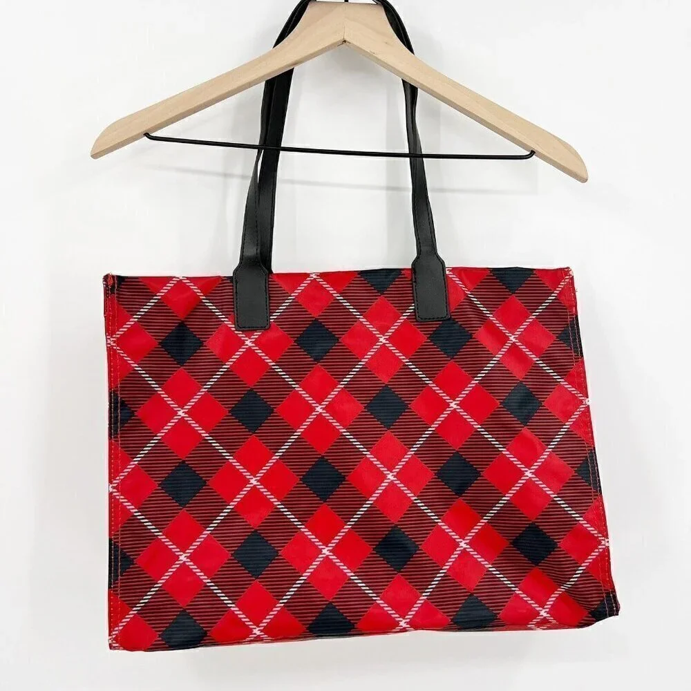 Disney Parks Plaid Mickey Christmas Tote Reusable 50th Anniversary EUC